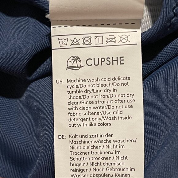 Cupshe Women’s One Piece Swimsuit XL Blue Ruffle V Neck Lace Up Back Tummy Contr - Picture 6 of 7